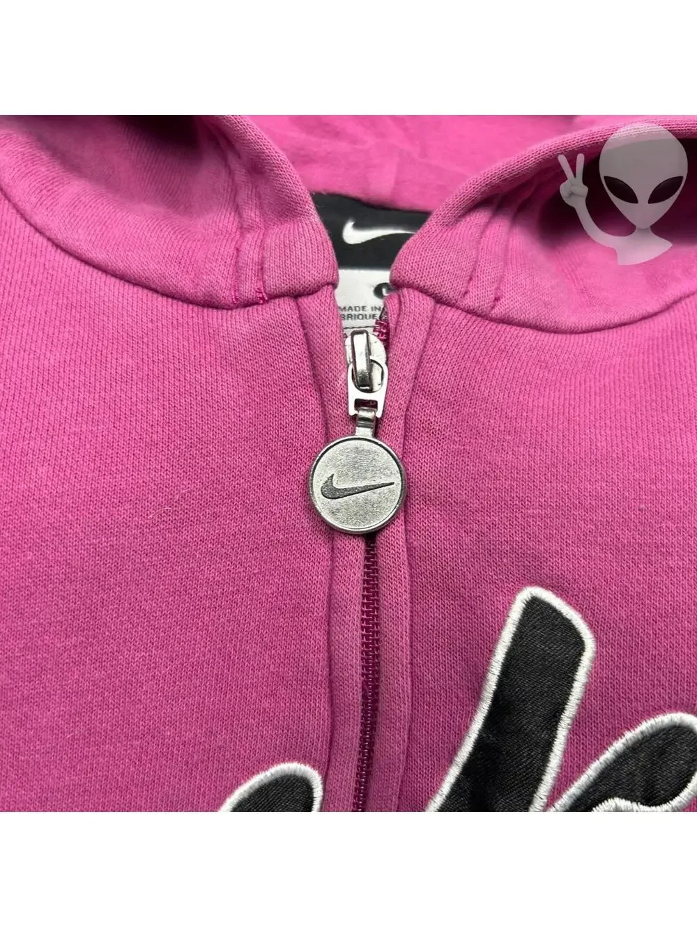 Vintage Nike Spellout Script Logo Full Zip Hoodie Womens S Pink Y2K Streetwear